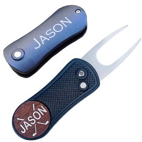 Personalized Wood Golf Ball Marker| Custom Engraved Divot Repair Tool | Personalized Golf Accessory | Pitchfix Style
