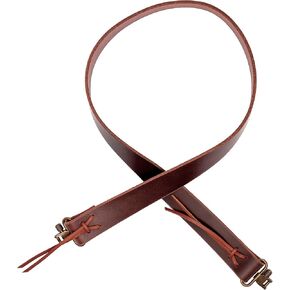 USA Handmade Simple Fixed Length Rifle Sling 1.25" Wide Brown Buffalo Leather Rawhide Lace Antique Brass Finish SWIVELS Included! Two Point Sling (Model FL2)