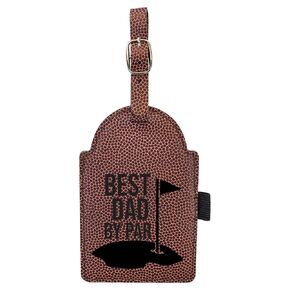 Personalized Golf Bag Tag with Tees, Customized Leatherette Golf Accessory with Custom Name Gift for Dad, Golfer Gifts, Father's Day (Bamboo) (Basketball)