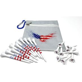 NorthPointe Golf Tee Pouch, Includes 20 Golf Tees. Featuring Secure Zipper Pocket and Carabiner Clip. Golf Bag Accessory Holder for Tees, Balls, Markers, Pencils, Score Cards