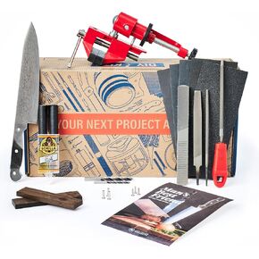 Man Crates, Chef’s Cleaver Knife Making Kit – DIY Handmade Damascus Meat Cleaver with Cactus Wood Handle – Unique Gift for Men, Chefs, and Knife Enthusiasts