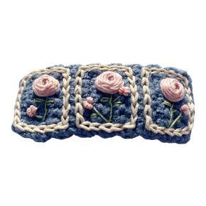 Coolideas Pure handmade knitted and embroidered red rose hairclip, fashion side hair clip for girls hand-made wool crocheted clips creative hair accessories press hairpin Chinese-style classical barrette (red rose)