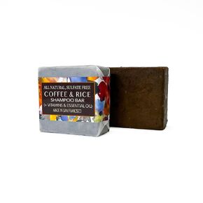 All Natural Coffee & Rice Shampoo Bar, Hair Growth, Hair Revitalization, Strengthening Weak or Damaged Hair. Sulfate Free, Paraben Free, Vegan, Handmade, Goodness of Coffee and Rice for Hair in One