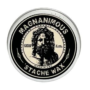 MAGNANIMOUS 'STACHE WAX (2 OZ) - "ALEXANDEER" SCENT (MAHOGANY, COGNAC, BLOOD ORANGE, RED PEPPER, SAGE, BOURBON & SANDALWOOD) - THE BEST MEDIUM-TO-STRONG HOLD MUSTACHE WAX ON THE PLANET, ZEUS APPROVED!