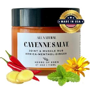 فرك Salve Cayenne Arnica العضوي لمفصل العضلات والاعتلال العصبي العصبي مع المنثول كبخاخات والزنجبيل | صنع في الولايات المتحدة