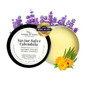 Herbs of Eden | Savior Salve Healing Calendula Comfrey Yarrow Plantain Licorice Chamomile Infused Salve | Organic Skin soothing Eczema Ointment Balm for Itchy Dry Skin Promote Healing All Ages | Made in USA