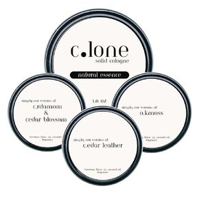 C.LONE Natural Essence Collection - Set of 3 - Travel Solid Cologne - Teakwood, Oakmoss, Cardamom & Cedar Blossom