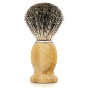 Hand Crafted Shaving Brush for Vegans, Synthetic Hair Bristle for Wet Shave, Comfortable Bamboo Handle, Best Gift for Bearded Man
