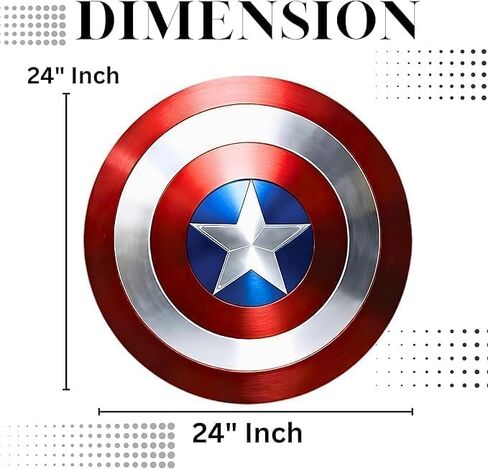 Captain Shield, Captain Round Shield Metal Replica Halloween Medieval Armor Cosplay Shield, Shield, LARP Combat Shield Red Rustic Vintage Home Decor Gifts Theater Play America Shield (24 Inches) in Saudi Arabia