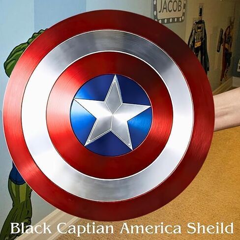 Captain Shield, Captain Round Shield Metal Replica Halloween Medieval Armor Cosplay Shield, Shield, LARP Combat Shield Red Rustic Vintage Home Decor Gifts Theater Play America Shield (24 Inches) in Saudi Arabia