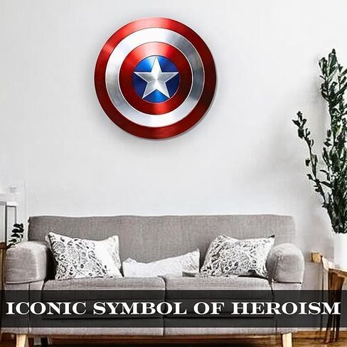 Captain Shield, Captain Round Shield Metal Replica Halloween Medieval Armor Cosplay Shield, Shield, LARP Combat Shield Red Rustic Vintage Home Decor Gifts Theater Play America Shield (24 Inches) in Saudi Arabia