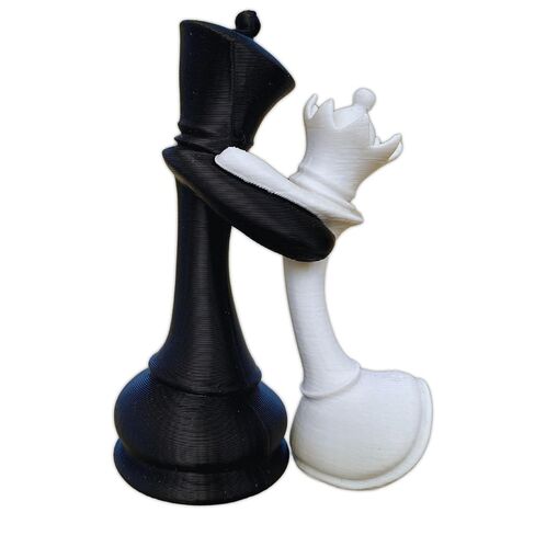 تمثال شطرنج الملك والملكة - ديكور شطرنج رومانسي ثلاثي الأبعاد - هدية فريدة من نوعها للزوجين ، الذكرى السنوية ، الزفاف وديكور عيد الحب - محبي الشطرنج من PLA in Kuwait