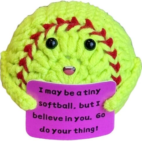 Softball Gifts Funny Positive Crochet Softball Gag Gift Emotional Support Gifts for Men Women Softball Sports Lovers Coworkers Friends Birthday Christmas Stocking Stuffers White Elephant Gifts in Kuwait