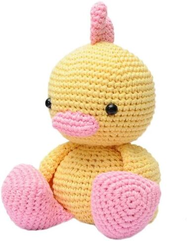 Duck Crochet Doll Handmade Amigurumi Plush Toy VAC (Yellow-Pink) in Kuwait