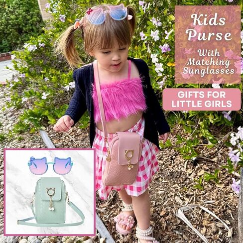 Cat Purse For Girls 4-6 with Cat Shaped Sunglasses & Gift Box | Girls Crossbody Bag | Little Girl Purse for 3 4 5 6 7 Year Old (01-Pink) in Saudi Arabia