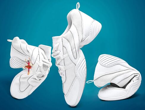 WUIWUIYU Boys Girls White Cheer Shoes Lace Up School Cheerleading Competition Dance Sports Sneakers Shoe in Kuwait
