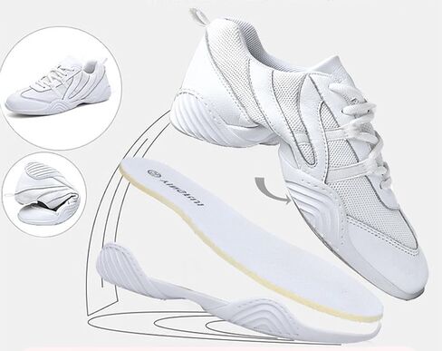 WUIWUIYU Boys Girls White Cheer Shoes Lace Up School Cheerleading Competition Dance Sports Sneakers Shoe in Kuwait