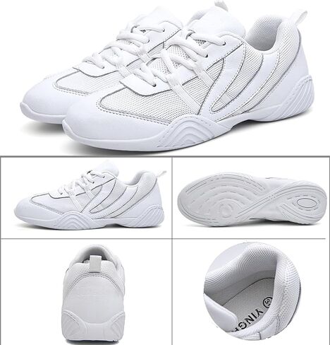 WUIWUIYU Boys Girls White Cheer Shoes Lace Up School Cheerleading Competition Dance Sports Sneakers Shoe in Kuwait