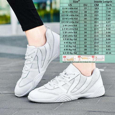 WUIWUIYU Boys Girls White Cheer Shoes Lace Up School Cheerleading Competition Dance Sports Sneakers Shoe in Kuwait
