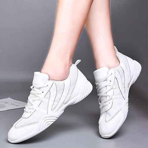 WUIWUIYU Boys Girls White Cheer Shoes Lace Up School Cheerleading Competition Dance Sports Sneakers Shoe in Kuwait