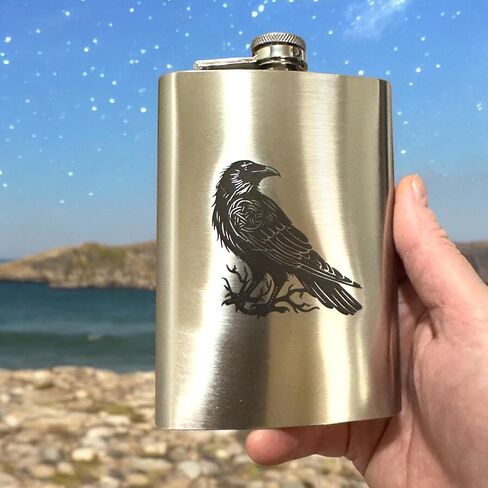 8oz Crow Raven Flask (8 أوقية أسود) in Saudi Arabia