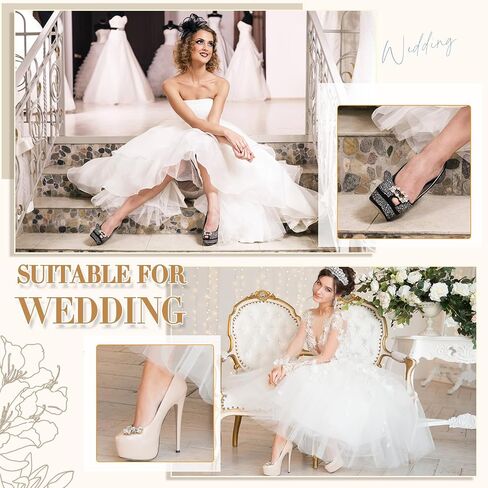 Juexica 4 Pcs Rhinestone Shoe Clips Crystal Shoe Buckles Bow Square Wing Shoe Clips for Women Dress Shoes Classic Wedding Shoes Clip on Accessories Shoe Charms Decoration for Party, 4 Styles in Saudi Arabia