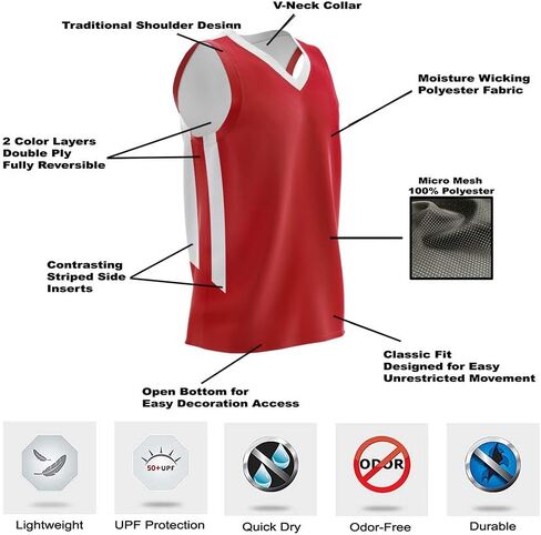 Pack of 10 Reversible Men's Mesh Performance Athletic Basketball Jerseys - Blank Team Uniforms for Sports Scrimmage Bulk in Kuwait