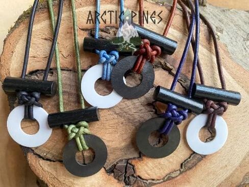 Circle Fire Starter Necklace (Blue Cord, Black Circle) in Saudi Arabia