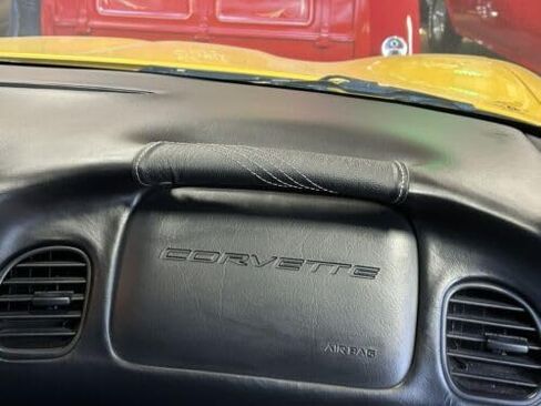Black Genuine Leather Grab & Door Handle Cover Compatible With Chevy Corvette C5 V8 Z06 1997 1998 1999 2000 2001 2002 2003 2004 (Made In USA) (Black Stitching) in Saudi Arabia