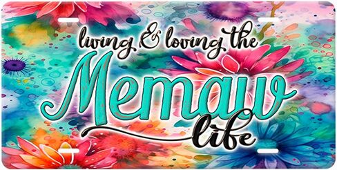 Nana...Living & Loving The Life...Vanity Plate Sign, Grandmother Name with Colorful Flowers Design Background in Saudi Arabia