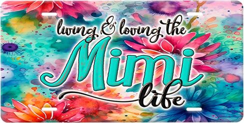 Nana...Living & Loving The Life...Vanity Plate Sign, Grandmother Name with Colorful Flowers Design Background in Saudi Arabia