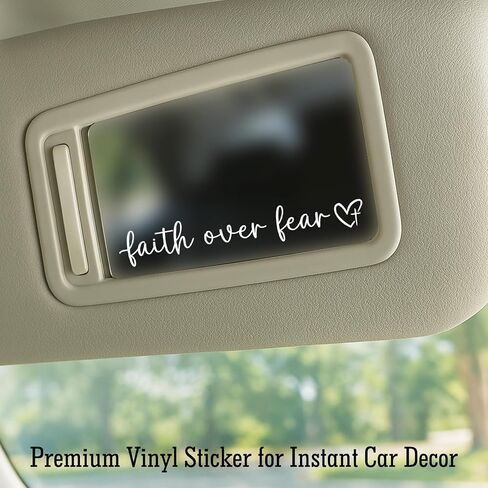 3 x Faith Over Fear Decal, Rear View Mirror Decal, Faith Car Mirror Vinyl Sticker, Bible Verse Christian Gift, Church Teacher Gift, Religious Stickers, 3.5" (White) in Kuwait