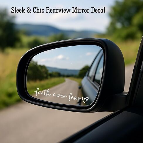 3 x Faith Over Fear Decal, Rear View Mirror Decal, Faith Car Mirror Vinyl Sticker, Bible Verse Christian Gift, Church Teacher Gift, Religious Stickers, 3.5" (White) in Kuwait