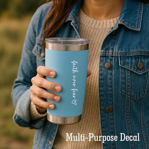 3 x Faith Over Fear Decal, Rear View Mirror Decal, Faith Car Mirror Vinyl Sticker, Bible Verse Christian Gift, Church Teacher Gift, Religious Stickers, 3.5" (White) in Kuwait