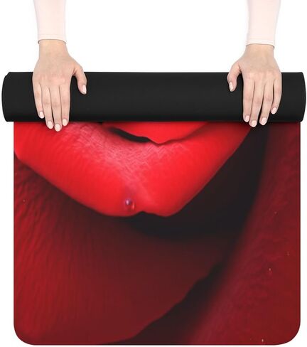 الجمال الخالد: Microfiber Rubber Yoga Mat | شغف نابض بالحياة وردة حمراء تزهر زهرة | Harmony Mind and Body Fitness Accessory 24 "× 68" in Kuwait