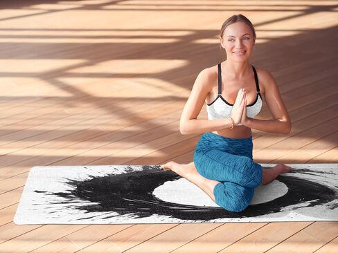 دائرة الانسجام: Microfiber Rubber Yoga Mat | مجردة العين جذابة الطلاء | Harmony Mind and Body Fitness Accessory 24 "× 68" in Saudi Arabia