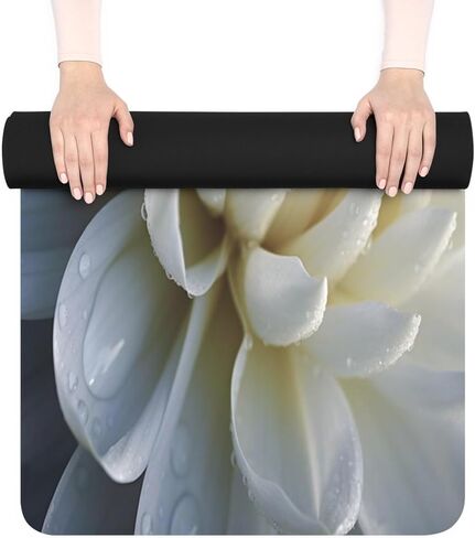 Eternal Grace: Microfiber Rubber Yoga Mat | Pure Peaceful White Lotus Blooming Flower | Harmony Mind and Body Fitness Accessory 24" x 68" in Saudi Arabia