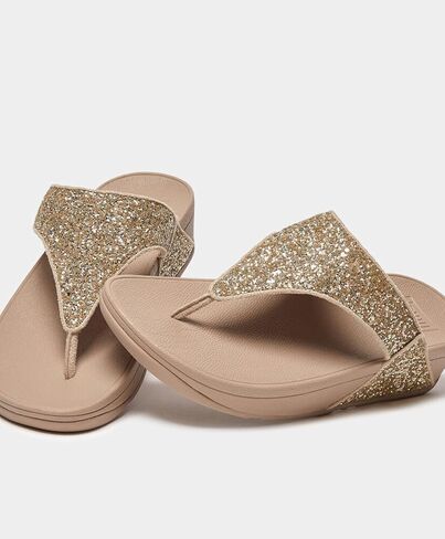 FitFlop women's Lulu Glitter Toe-Post Sandals Wedge in Saudi Arabia