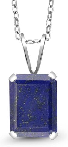 Gem Stone King 925 Sterling Silver London Blue Topaz Pendant Necklace For Women (2.30 Cttw, Emerald Cut 9X7MM, Gemstone Birthstone with 18 Inch Silver Chain) in Saudi Arabia