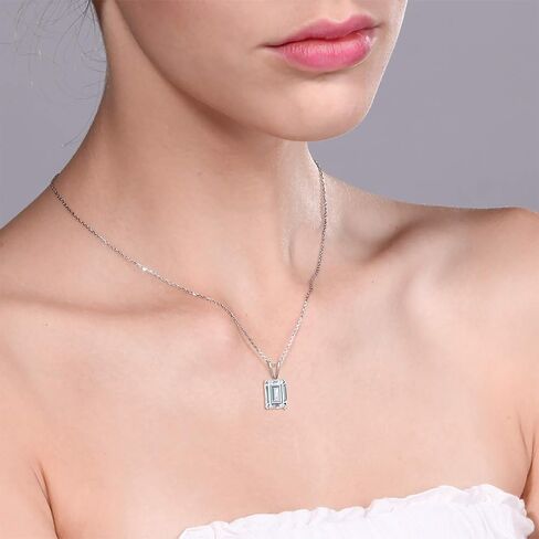Gem Stone King 925 Sterling Silver London Blue Topaz Pendant Necklace For Women (2.30 Cttw, Emerald Cut 9X7MM, Gemstone Birthstone with 18 Inch Silver Chain) in Saudi Arabia