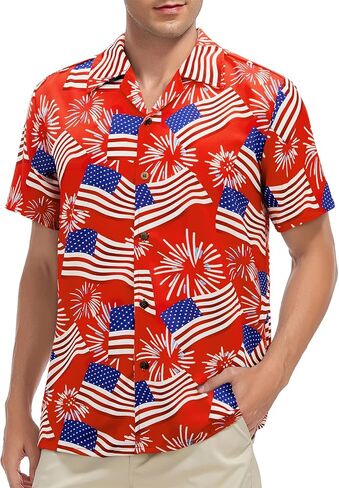 Hawaiian Shirt for Men Short Sleeve Beach Tropical Summer Vacation Shirt Casual Button Down Aloha Shirt Flowery Parrot XL in Kuwait