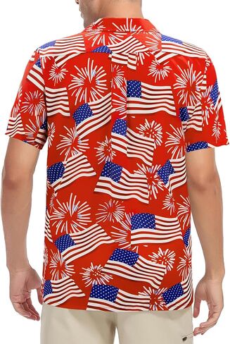 Hawaiian Shirt for Men Short Sleeve Beach Tropical Summer Vacation Shirt Casual Button Down Aloha Shirt Flowery Parrot XL in Kuwait