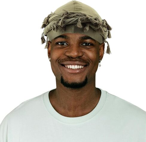 ELIHAIR Halo Turban for Men and Women Vintage Elastic Twisted Durags Satin Lined Head Wraps White in Kuwait