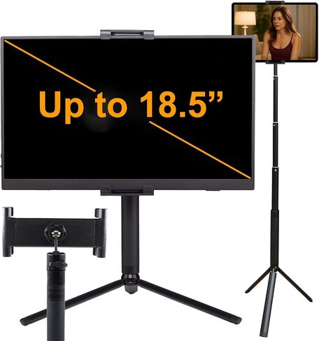 iPad Stand for Desk Tablet Holder Portable Monitor Stand 18.5 inch with Super Wide Clamp Swivel Tilt Ball Joint Telescopic Pole and Foldable Tripod for 6.5-18.5" Monitor Kindle FL11C in Saudi Arabia