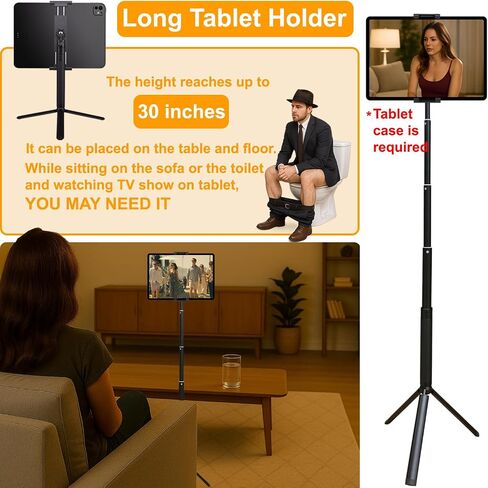 iPad Stand for Desk Tablet Holder Portable Monitor Stand 18.5 inch with Super Wide Clamp Swivel Tilt Ball Joint Telescopic Pole and Foldable Tripod for 6.5-18.5" Monitor Kindle FL11C in Saudi Arabia