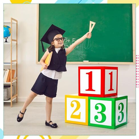 Kolldenn 6 Pcs Back to School Balloon Box Decorations, Preschool Kindergarten Graduation Decoration Include Composition Notebook Pencil Crayon Theme for Classroom Party Graduation Photo Booth Props in Saudi Arabia