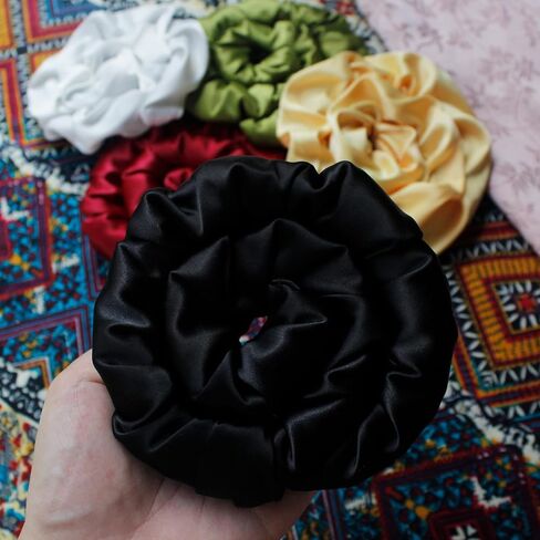 Spiral Lock Hair Tie Extra Large Scrunchies Dreadlock Hair Tie for Women and Men Dreadlock Accessories Colorful Dread Ties for Braids Loc Thick Curly Hair (Black) in Saudi Arabia