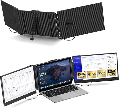موسع شاشة الكمبيوتر المحمول، شاشة محمولة لأجهزة الكمبيوتر المحمول، موسع شاشة محمول 16:9، وصلة HDMI/Type-C وشاشة عرض موسع 1080 بكسل لأجهزة الكمبيوتر المحمولة اللوحية PC/Mac/الهاتف in Kuwait