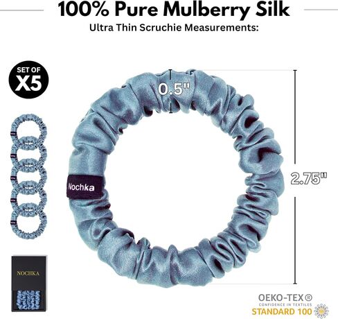 Scrunchies Mulberry Silk for Women - Scrunchies ذات الشعر الحريري الرفيع المتميز لجميع أنواع الشعر الصلبة (5 عبوات) - مصنوعة في روابط الشعر الحريرية - Scrunchie الحريري مجموعة للوقاية من الفراز (أسود) in Saudi Arabia