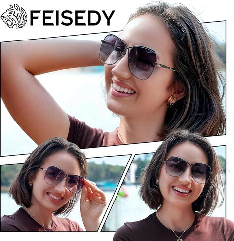 FEISEDY Womens Cute Sunglasses Oversized Butterfly X Shape Design Cateye Lady Sunglasses B2738 in Saudi Arabia